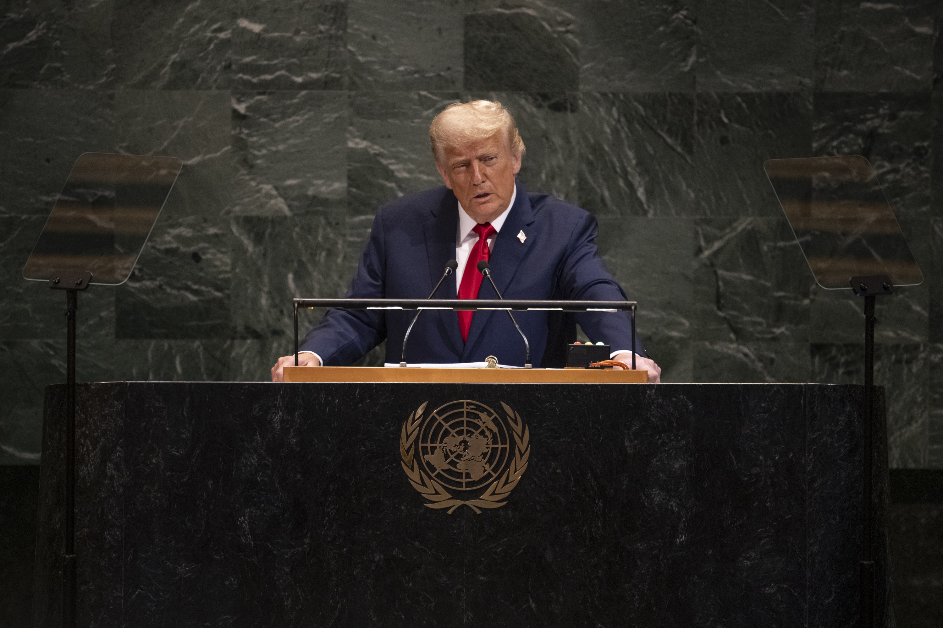 President Donald Trump speaking at the United Nations General Assembly